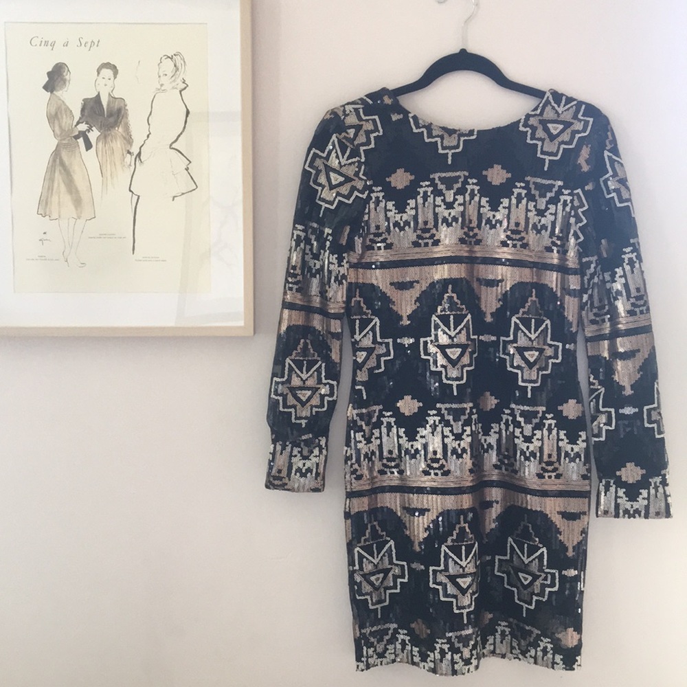Black Silver Gold Sequin Dress